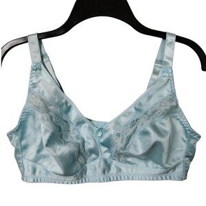 36C Instant Shaping Bra Wireless Blue Retro Vintage Style Unlined EUC